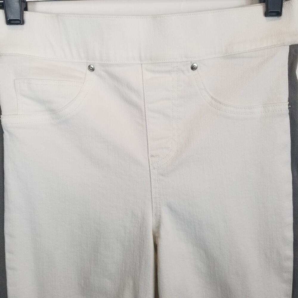 SPANX Jean-ish Ankle Skinny Pants White Charcoal Side Stripe Size Small - Picture 5 of 9